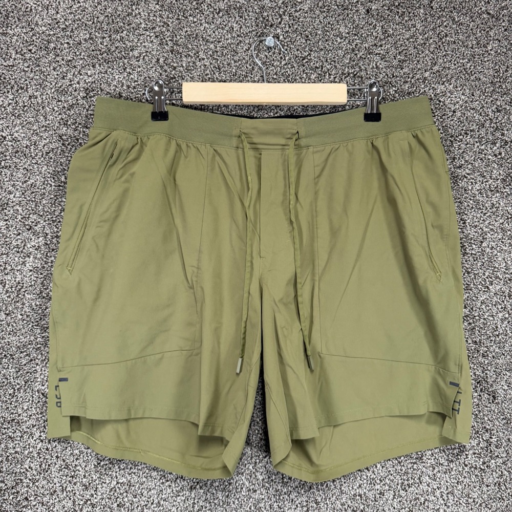 Lululemon License to Train Linerless Shorts Mens 2XL/7 Green Athletic Workout